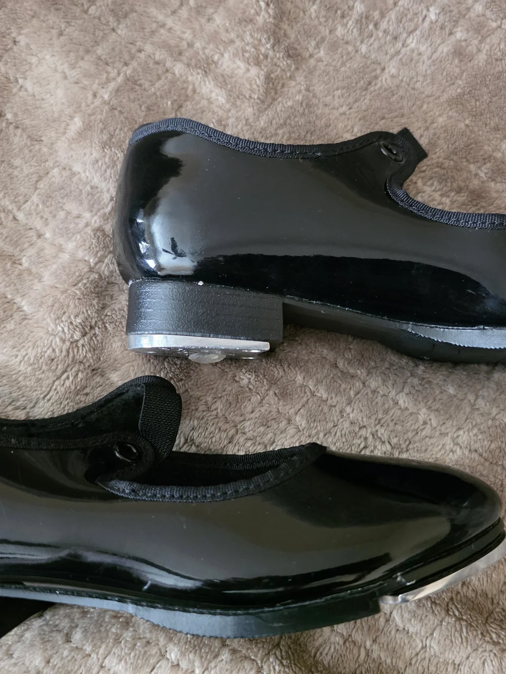 Tap Dancing Shoes Capezzo Black Patent Leather Elastic Closure 12 1/2 M Children